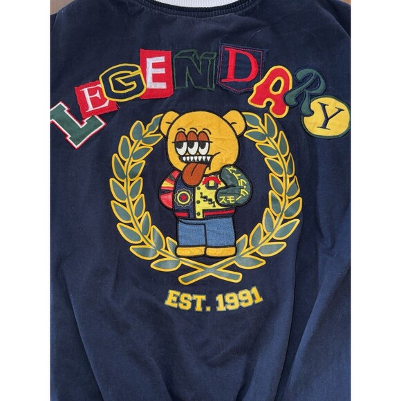 Smoke Rise Legendary Bear Varsity Jacket XL Navy White Embroidered Streetwear - Picture 8 of 13